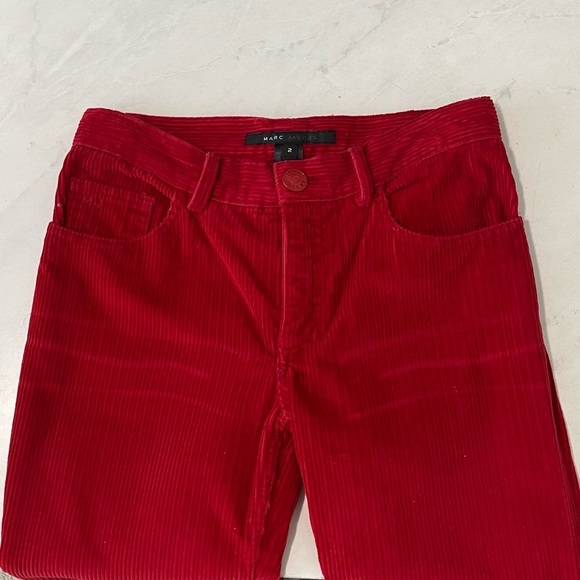 Marc Jacobs Red Corduroy Bootcut Jeans Size 2 - Picture 3 of 7